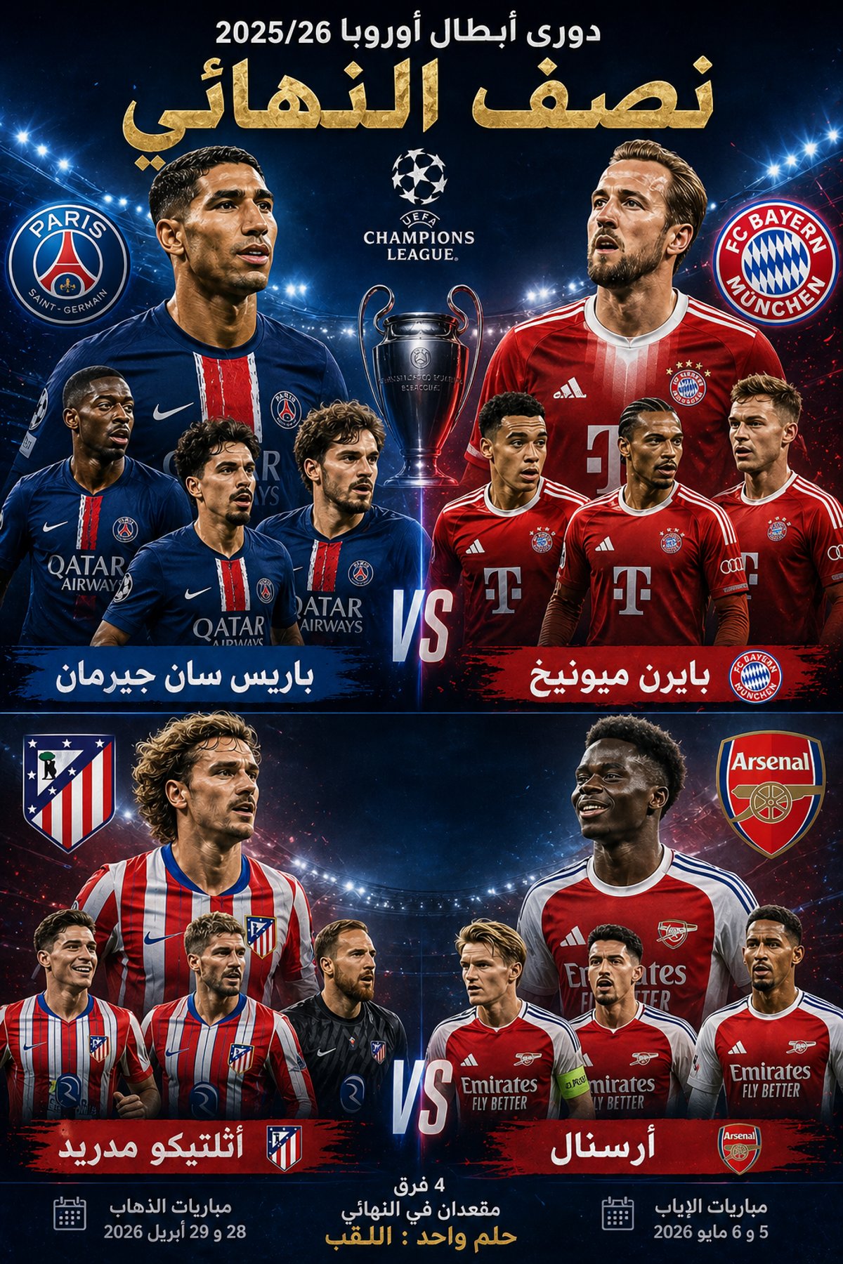 دوري أبطال أوروبا 2025-2026 — نصف النهائي المرتقب